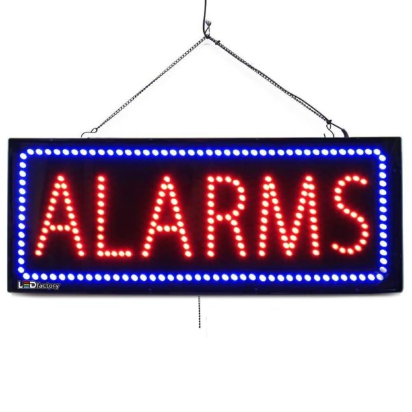 Alarms - Large LED Window Sign (#2568) - Led Open Signs