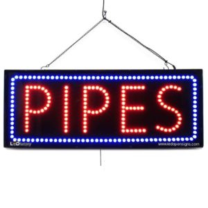 Extra Bright LED Bulbs #2578 Pipes LED Window Smoke Shop Sign Can Be Seen Through Tinted Windows Extra Large 32 inches Wide
