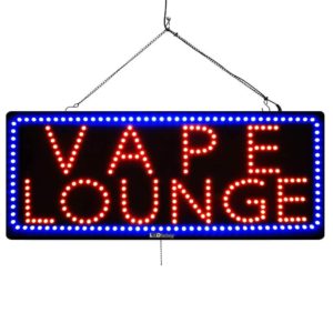 "VAPE LOUNGE " Large LED Smoke Shop Window Sign