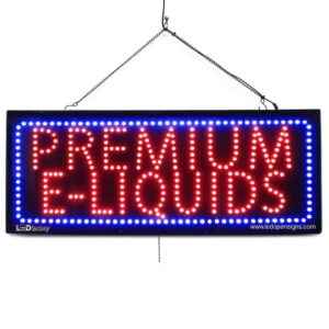 "PREMIUM E-LIQUIDS " Large LED Smoke Shop Window Sign