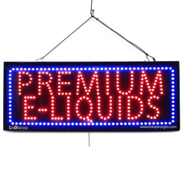 "PREMIUM E-LIQUIDS " Large LED Smoke Shop Window Sign