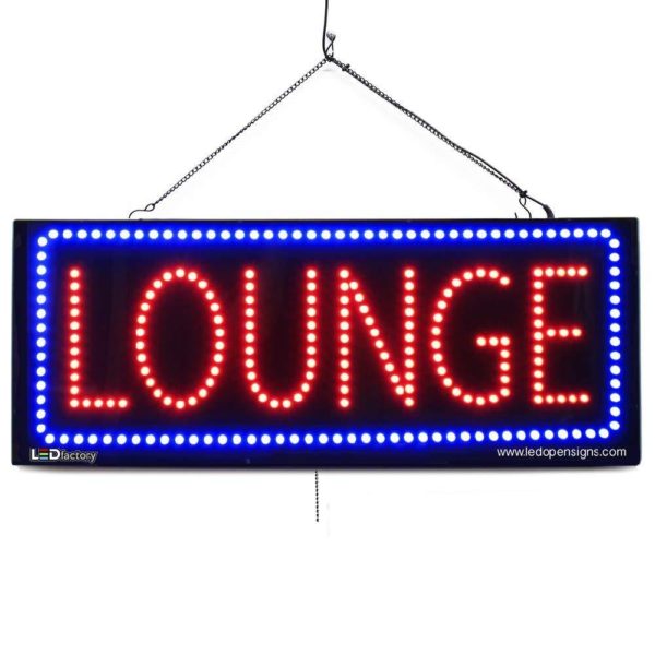 "LOUNGE " Large LED Restaurant Services Window Sign
