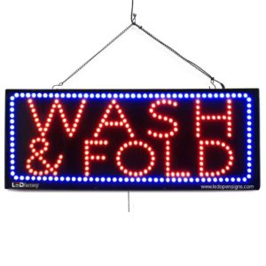 "WASH & FOLD" Large LED Window Laundry Sign