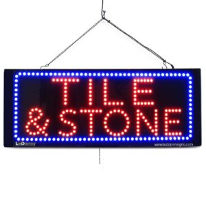 "TILE & STONE " Large LED Window Sign