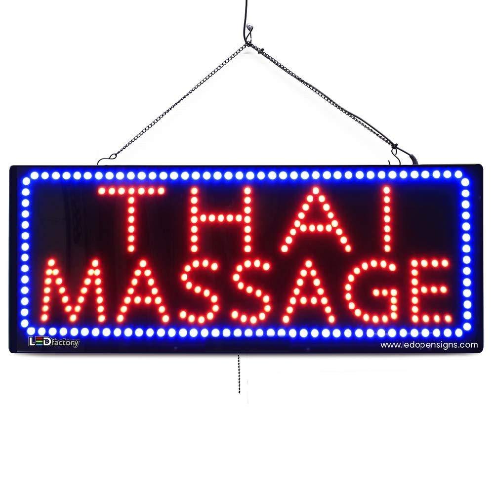 LED Thai Massage Sign for Business 31 x 17 Super Bright LED Open Sign for Thai Massage Therapist Electric Advertising Display Sign for Thai Spa Business Shop Store Decor.