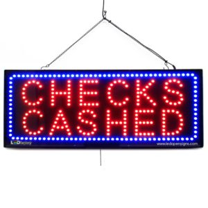 "CHECKS CASHED" Large LED Window Finance Sign