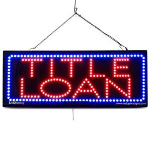 "TITLE LOAN" Large LED Window Finance Sign