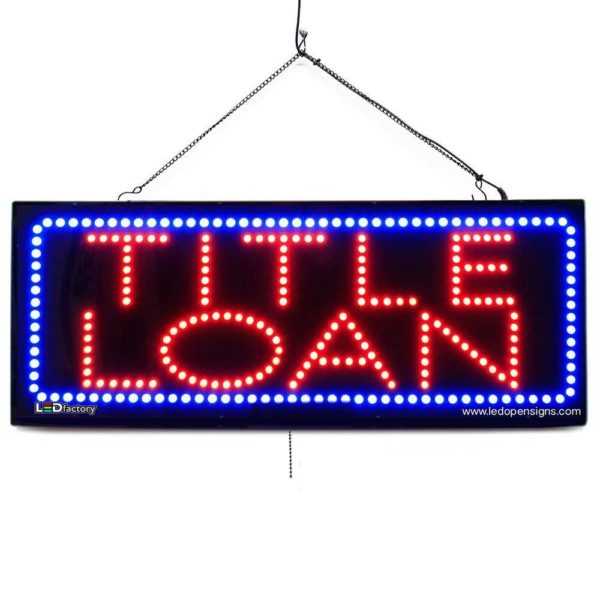 "TITLE LOAN" Large LED Window Finance Sign