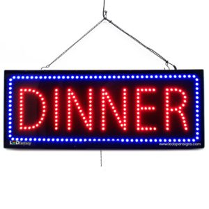 "DINNER " Large LED Restaurant Window Sign