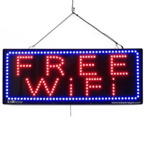 "FREE WIFI " Large LED Restaurant Services Window Sign