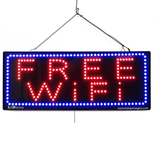 "FREE WIFI " Large LED Restaurant Services Window Sign