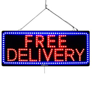 "FREE DELIVERY " Large LED Restaurant Services Window Sign
