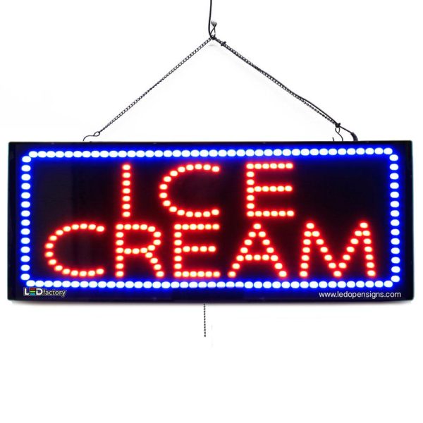 "ICE CREAM" Large LED Window Sign