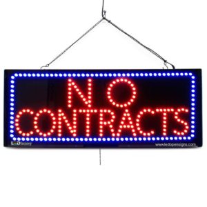 "NO CONTRACTS" Large LED Phone Shop Window Sign
