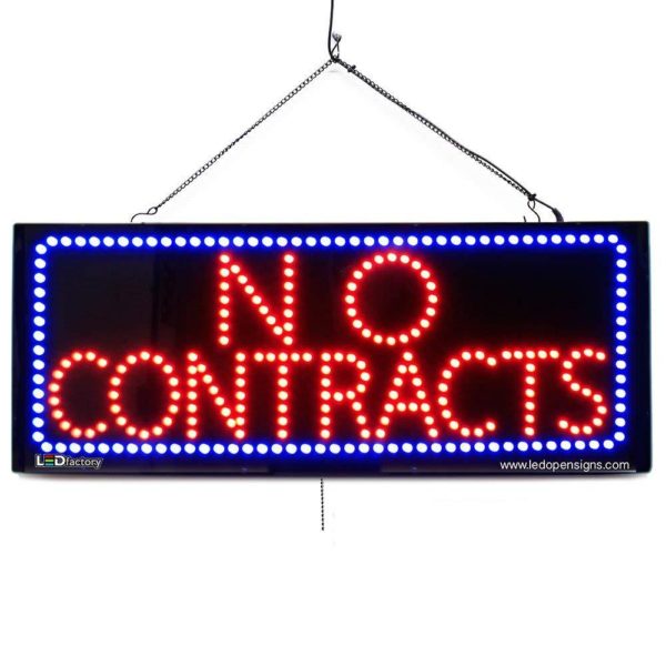 "NO CONTRACTS" Large LED Phone Shop Window Sign