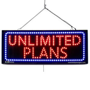 "UNLIMITED PLANS" Large LED Phone Shop Window Sign