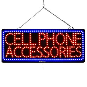 "CELLPHONE ACCESSORIES" Large LED Phone Shop Window Sign