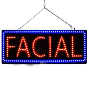 "Facial" Large LED Window Hair Salon Sign