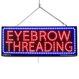"Eyebrow Threading" Large LED Window Hair Salon Sign