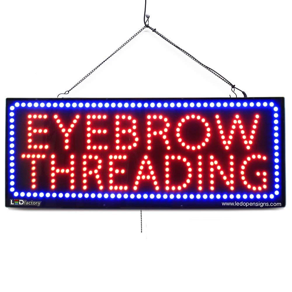 EYEBROW THREADING” Large LED Window Hair Salon Sign – Led Open Signs