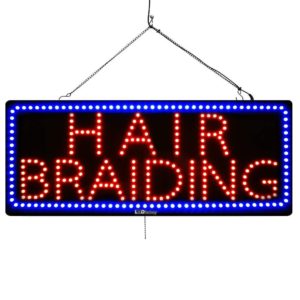 "Hair Braiding" Large LED Window Hair Salon Sign