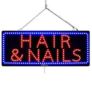 "Hair & Nails" Large LED Window Hair Salon Sign