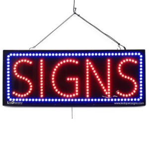 "Signs" Large LED Window Custom Sign