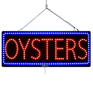 "OYSTERS " Large LED Seafood Restaurant Window Sign