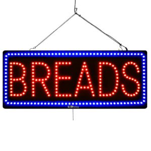 "BREADS" Large LED Bakery Window Sign