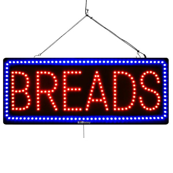 "BREADS" Large LED Bakery Window Sign