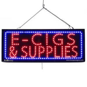 "E-CIGS & SUPPLIES" Large LED Smoke Shop Window Sign