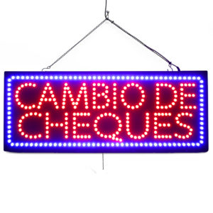 "CAMBIO DE CHEQUES" Large LED Window Finance Sign