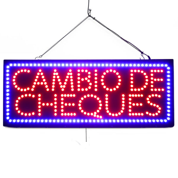 "CAMBIO DE CHEQUES" Large LED Window Finance Sign