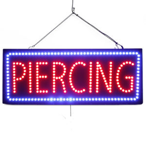 "PIERCING" Large LED Tattoo Business Window Sign
