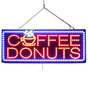 "COFFEE & DONUTS" Large LED Bakery Window Sign