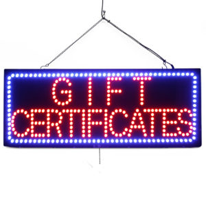 "GIFT CERTIFICATE" Large LED Window Retail Sign