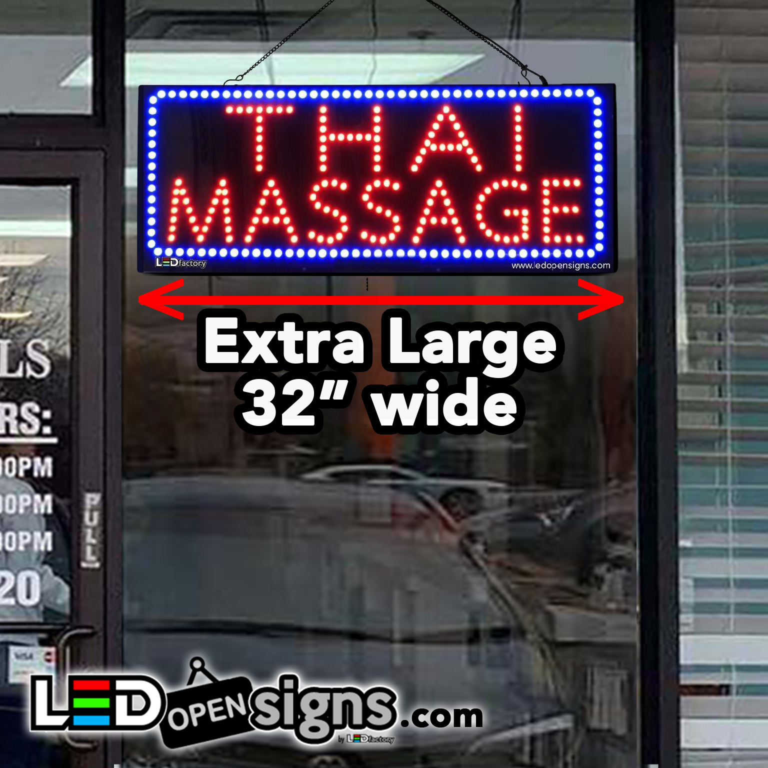 LED Thai Massage Sign for Business 31 x 17 Super Bright LED Open Sign for Thai Massage Therapist Electric Advertising Display Sign for Thai Spa Business Shop Store Decor.